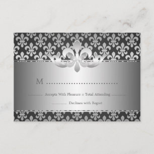 Elegant bröllop OSA Fleur De Lis Black Kort