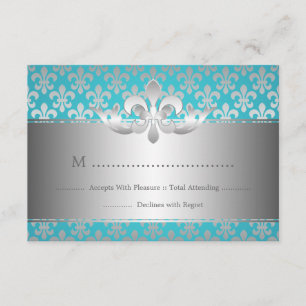 Elegant bröllop OSA Fleur De Lis Blue Kort