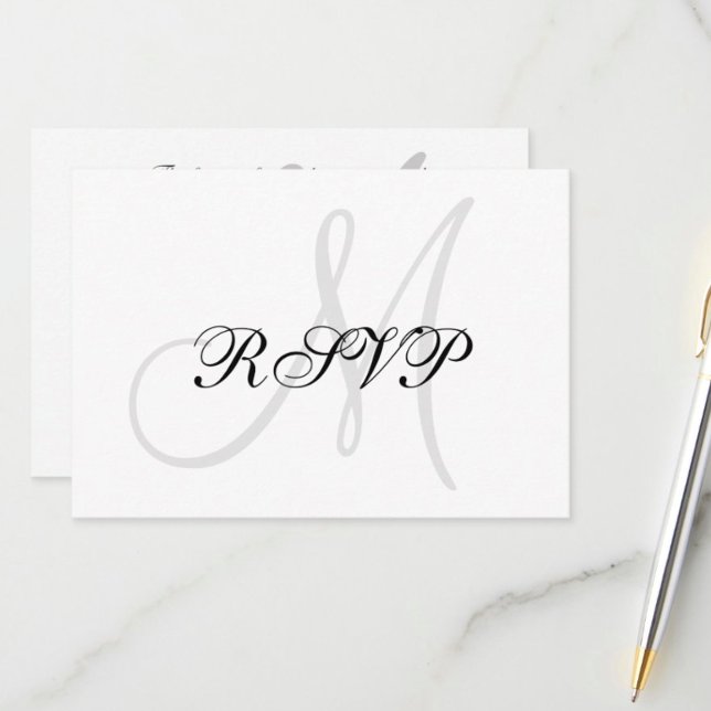 Elegant bröllop OSA kort med Monogram (Skapare uppladdad)