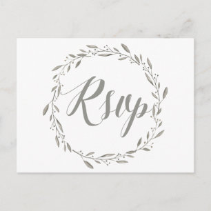 Elegant bröllop OSA Postcards Grått Blommigt Utand Inbjudan Vykort