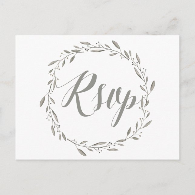 Elegant bröllop OSA Postcards Grått Blommigt Utand Inbjudan Vykort (Framsida)