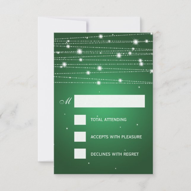 Elegant bröllop OSA Sparkling Linjer Emerald Grönt Kort (Framsida)