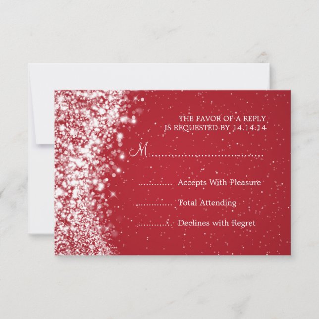 Elegant bröllop OSA Sparkling Wave Red Kort (Framsida)