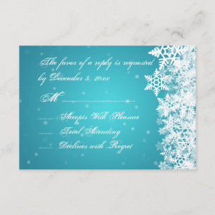 Elegant bröllop OSA Winter Snöflingor Blue Kort