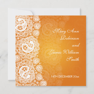 Elegant bröllop Paisley Snöre Orange Inbjudningar