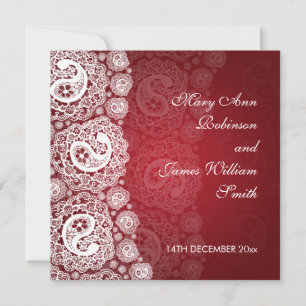 Elegant bröllop Paisley Snöre Red Inbjudningar