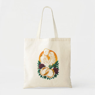 Elegant bröllop par Blommigt Ring Tote Bag Tygkasse