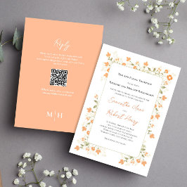 Elegant bröllop Peach Blommigt Greenery OSA Inbjudningar
