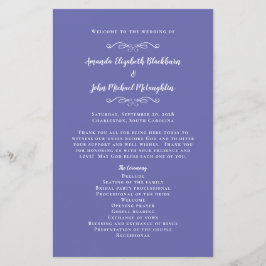 Elegant bröllop Periwinkle Blue Ceremony-programme
