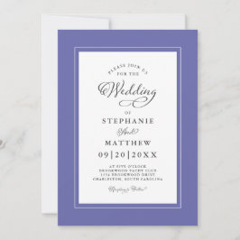 Elegant bröllop Periwinkle Blue Modern Calligraphy Inbjudningar