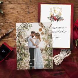 Elegant bröllop Photo Calligraphy Tack Kort