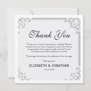Elegant bröllop Photo Gratitude Tack Kort
