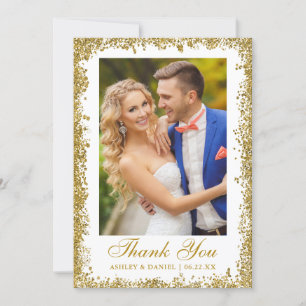 Elegant bröllop Photo Guld Glitter Tack Kort