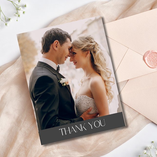 Elegant bröllop Photo Tack Vykort (Elegant Wedding Photo Thank You Postcard)