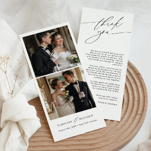 Elegant bröllop Photo Tackto You Card med skript
