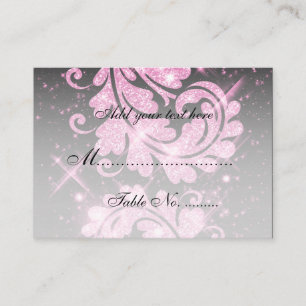 Elegant bröllop Placecard Faux Rosa Glitter Swirls Placeringskort