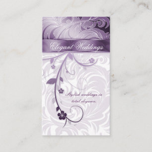 elegant bröllop Planner Blommigt Löv Lila Visitkort
