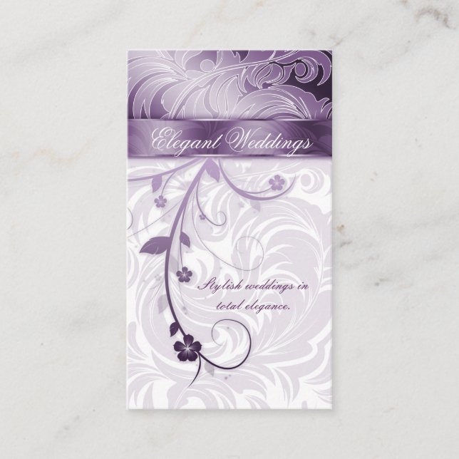 elegant bröllop Planner Blommigt Löv Lila Visitkort (Framsida)