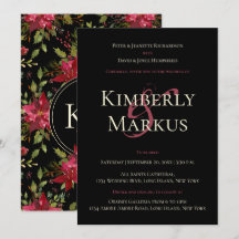 Elegant bröllop Poinsettia Monogram Claret Red