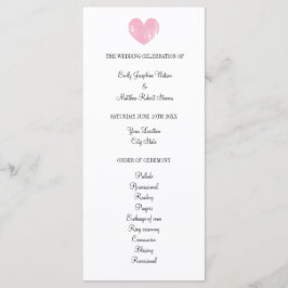Elegant bröllop-program med rosa av rustiskt hjärt program