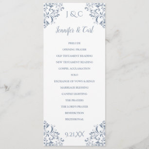 Elegant bröllop-program Tea-längd (Dusty Blue) Program