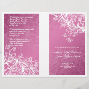 Elegant bröllop Program Vintage Swirls Rosa