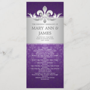 Elegant bröllop Programme Fleur De Lis Lila Program