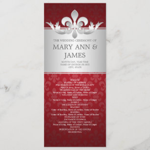 Elegant bröllop-programmet Fleur De Lis Red Program