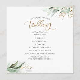 Elegant bröllop-programmet Grey Guld Löv Program