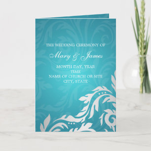 Elegant bröllop-programmet Swirly Flourish Aqua Bl Program