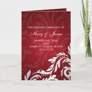Elegant bröllop-programmet Swirly Flourish Red Program