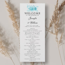 Elegant bröllop-programturkos-Blommigtens skript Inbjudningar