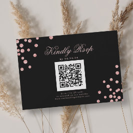 Elegant bröllop QR OSA Ro Guld confetti Black