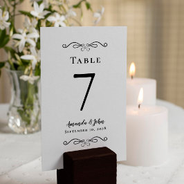 Elegant bröllop Reception Calligraphy Black White Bordsnummer