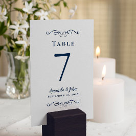 Elegant bröllop Reception Calligraphy Navy Blue Bordsnummer