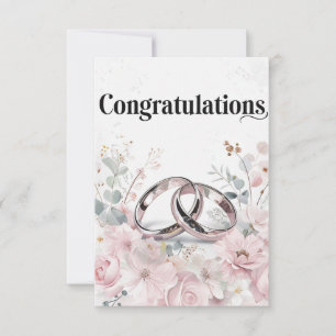 Elegant bröllop Ringar och Blommigt Gräns Kort