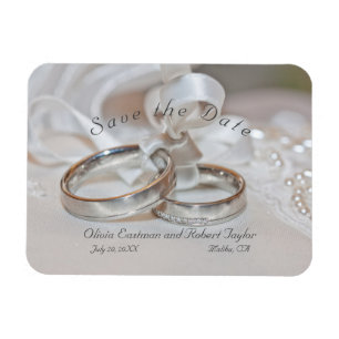 Elegant bröllop ringar Spara datum Magnet