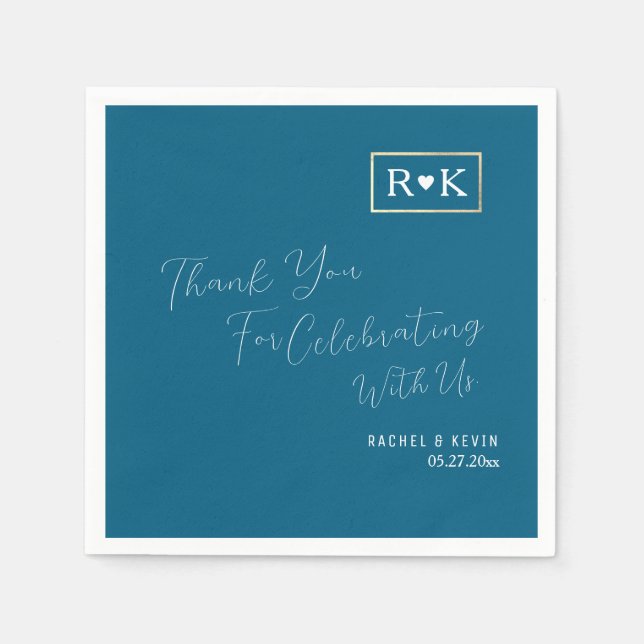 Elegant bröllop Romantic Blue Pappersservett (Framsidan)