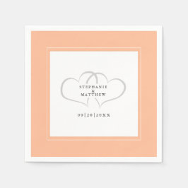 Elegant Bröllop Romantiska Hjärtan Persika Cocktai Pappersservett