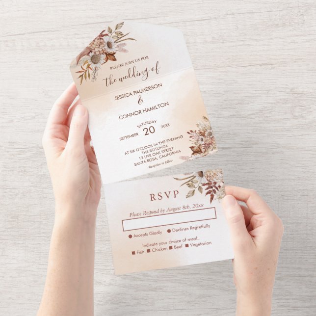 Elegant bröllop Rosa tones Fall Rustic (Avrivbar del)