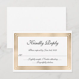 Elegant bröllop RSVP-kort med guldfolie kant Inbjudningar