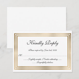 Elegant bröllop RSVP-kort med guldfolie kant Inbjudningar