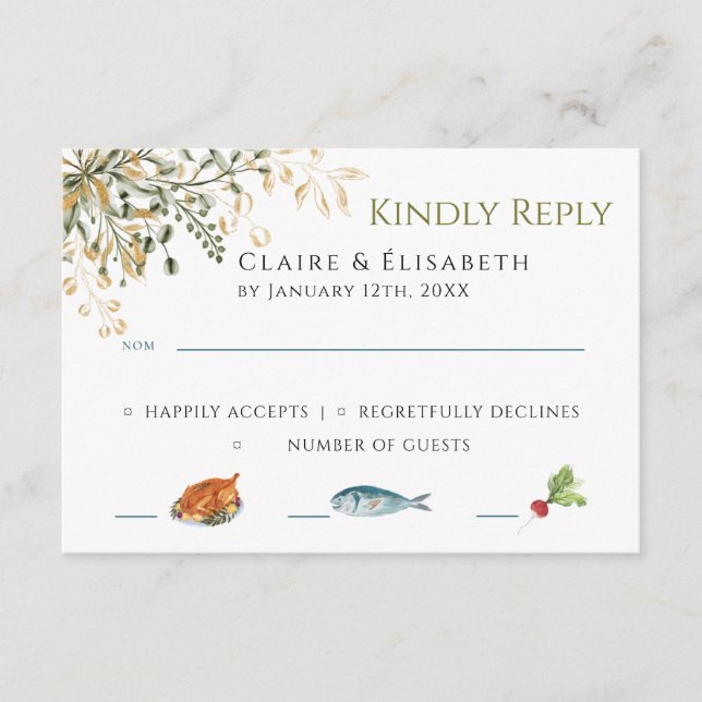 Elegant bröllop RSVP-kort Tilläggskort (Framsida)