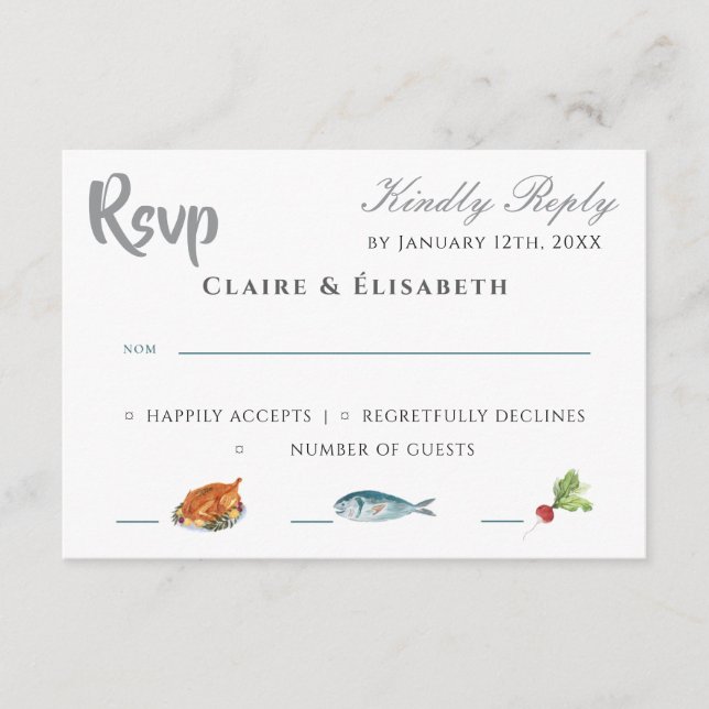 Elegant bröllop RSVP-kort Tilläggskort (Framsida)