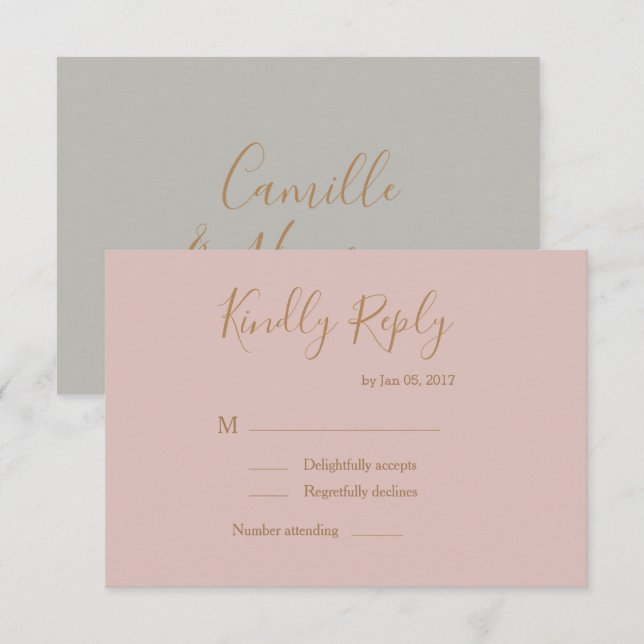 Elegant bröllop RSVP med vattenfärg och roséguld t Inbjudningar (Fram/baksida)