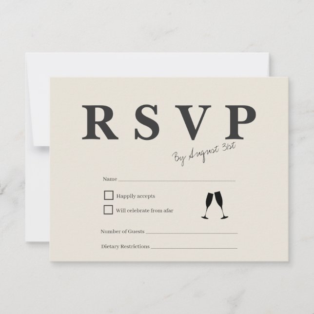 Elegant bröllop RSVP sofistikerad sten linne  (Framsida)