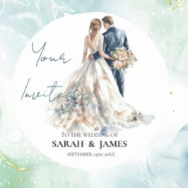 Elegant Bröllop Runt Klistermärke