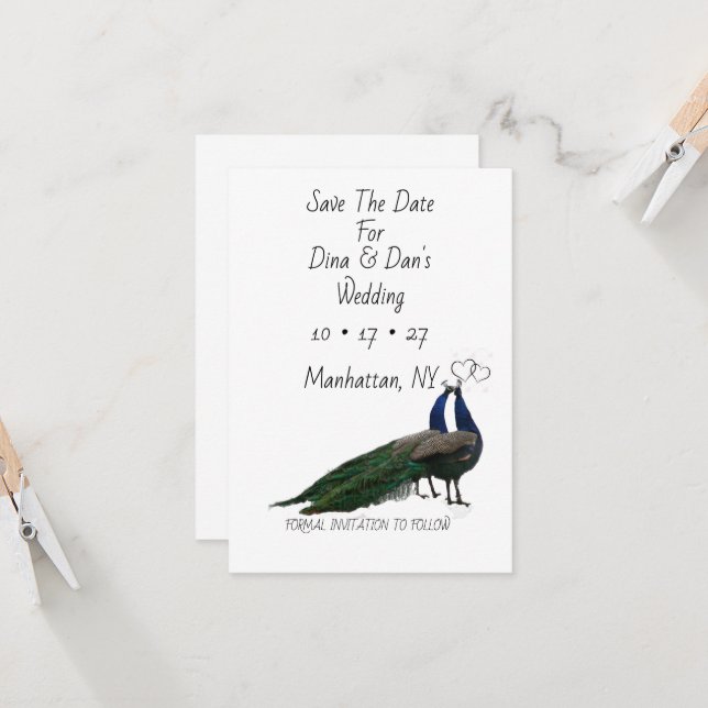 Elegant Bröllop Save the Date-kort (Fram/Back In Situ)
