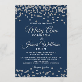 Elegant bröllop Silver Faux Glitter confetti-flott Inbjudningar