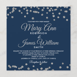 Elegant bröllop Silver Faux Glitter confetti-flott Inbjudningar